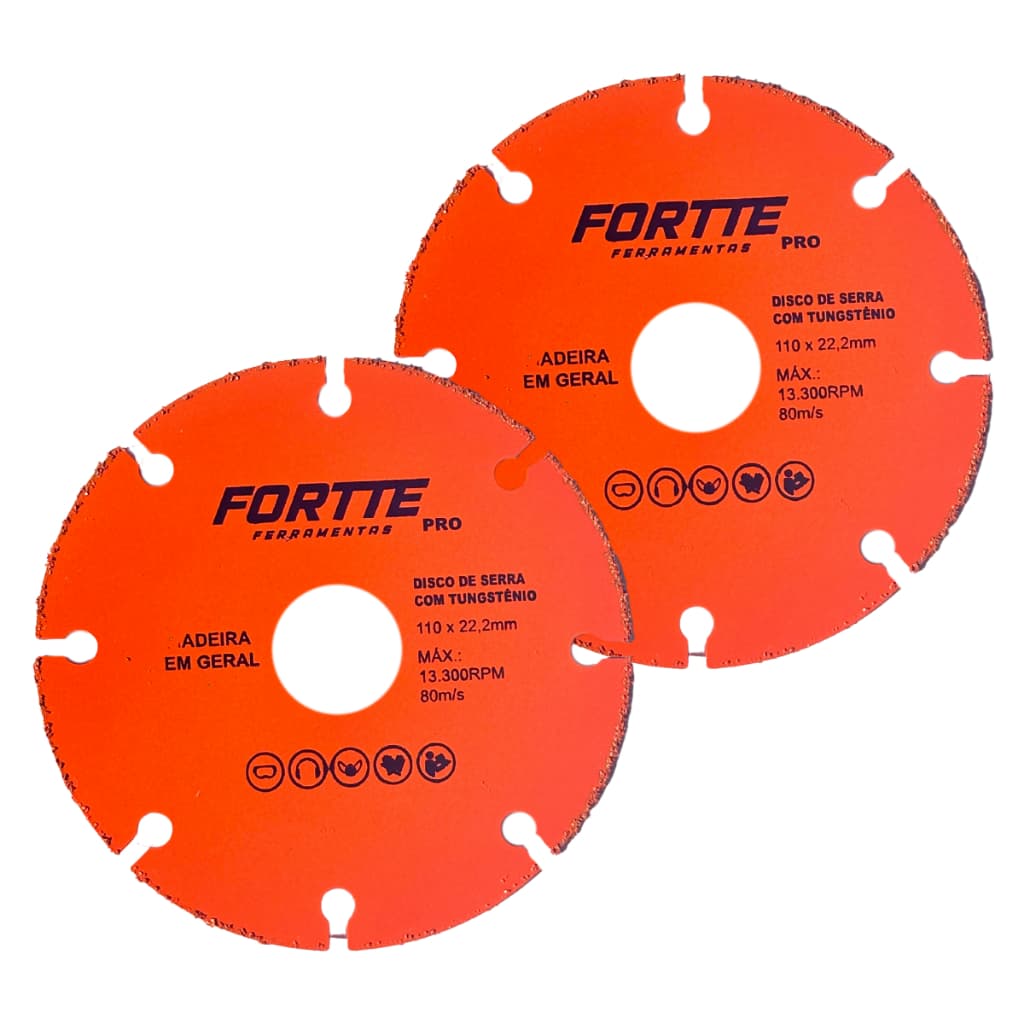 Kit 2 Discos Tungstenio Corte Madeira Para Esmerilhadeira