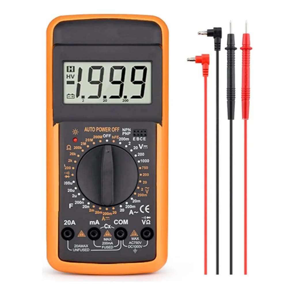 Multímetro Digital Profissional MM-WYB 20A Tela LCD Grande AC/DC Alta Precisão com Buzzer e Capa