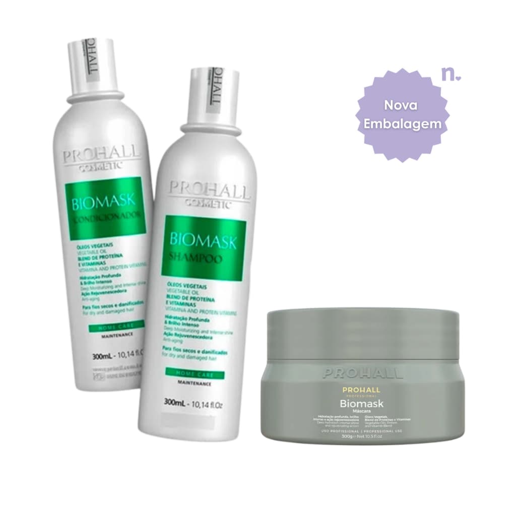 Kit Ultra Hidratante Biomask Máscara 300g Shampoo Cond