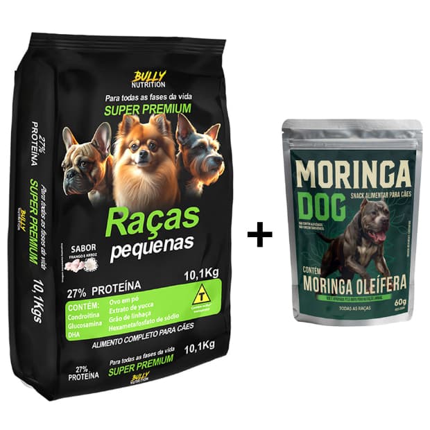 Ração Nutritiva Para Cachorro Raças Pequenas Bully Nutrition 10.1 Kg + Ganhe Moringa Dog 60g