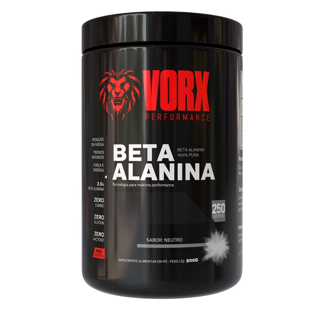Pré Treino Beta Alanina Pote 500g Vorx - Rende 250 doses