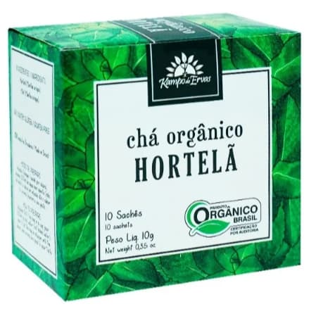 Chá Orgânico Hortelã 10 Sachês Kampo De Ervas