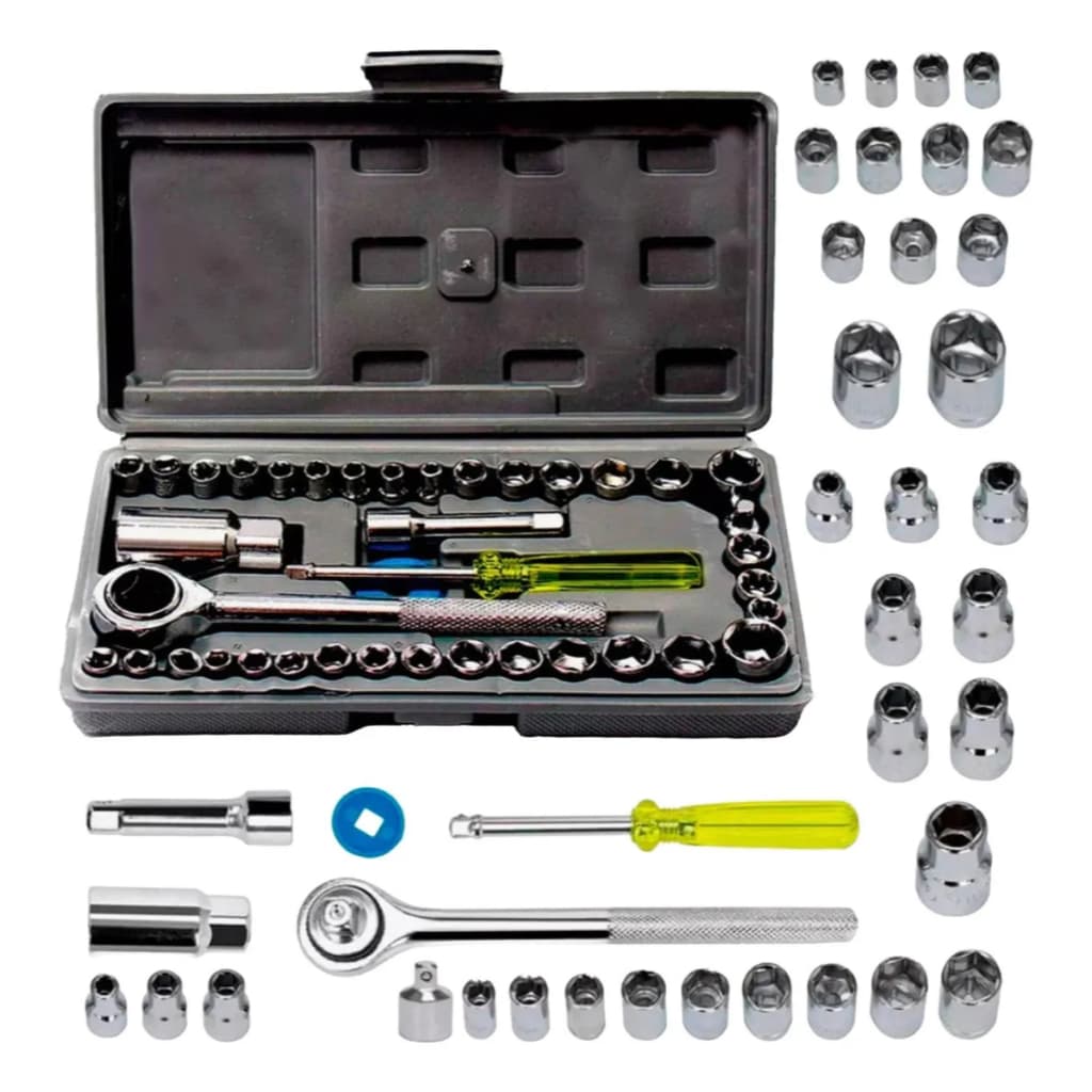 Kit Chave Catraca 40 Peças Cromada com Maleta – Jogo Completo de Soquetes Profissional