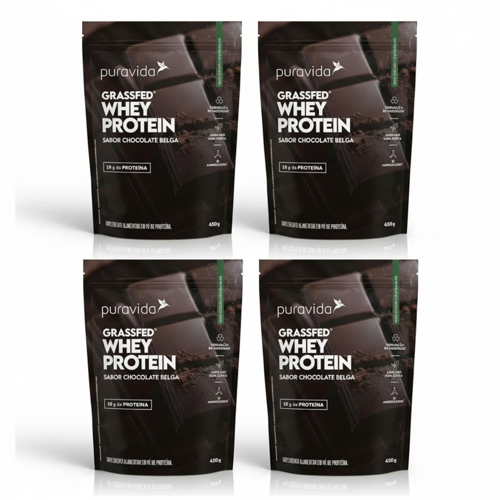 Whey Protein Grassfed Chocolate Belga 450g Puravida