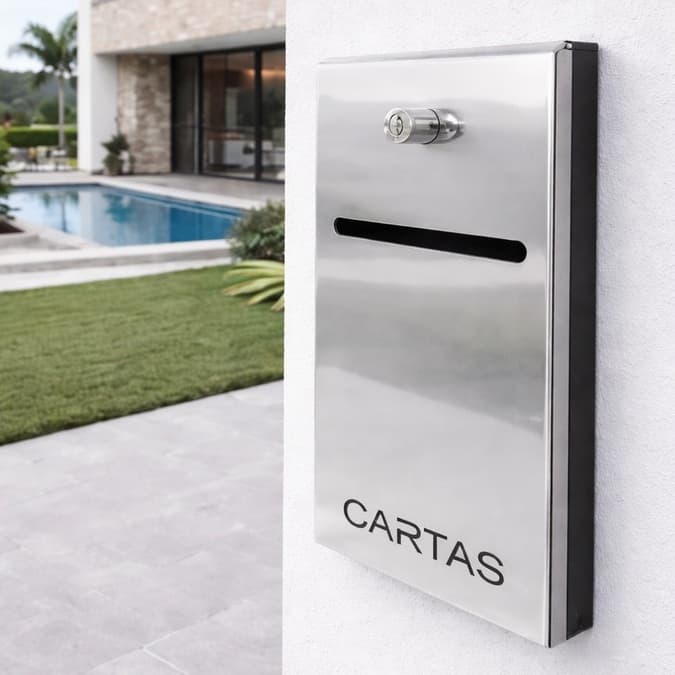 Caixa de Cartas Premium com Chave Inox Polido, Condomínio, Embutir, Parede, Muro
