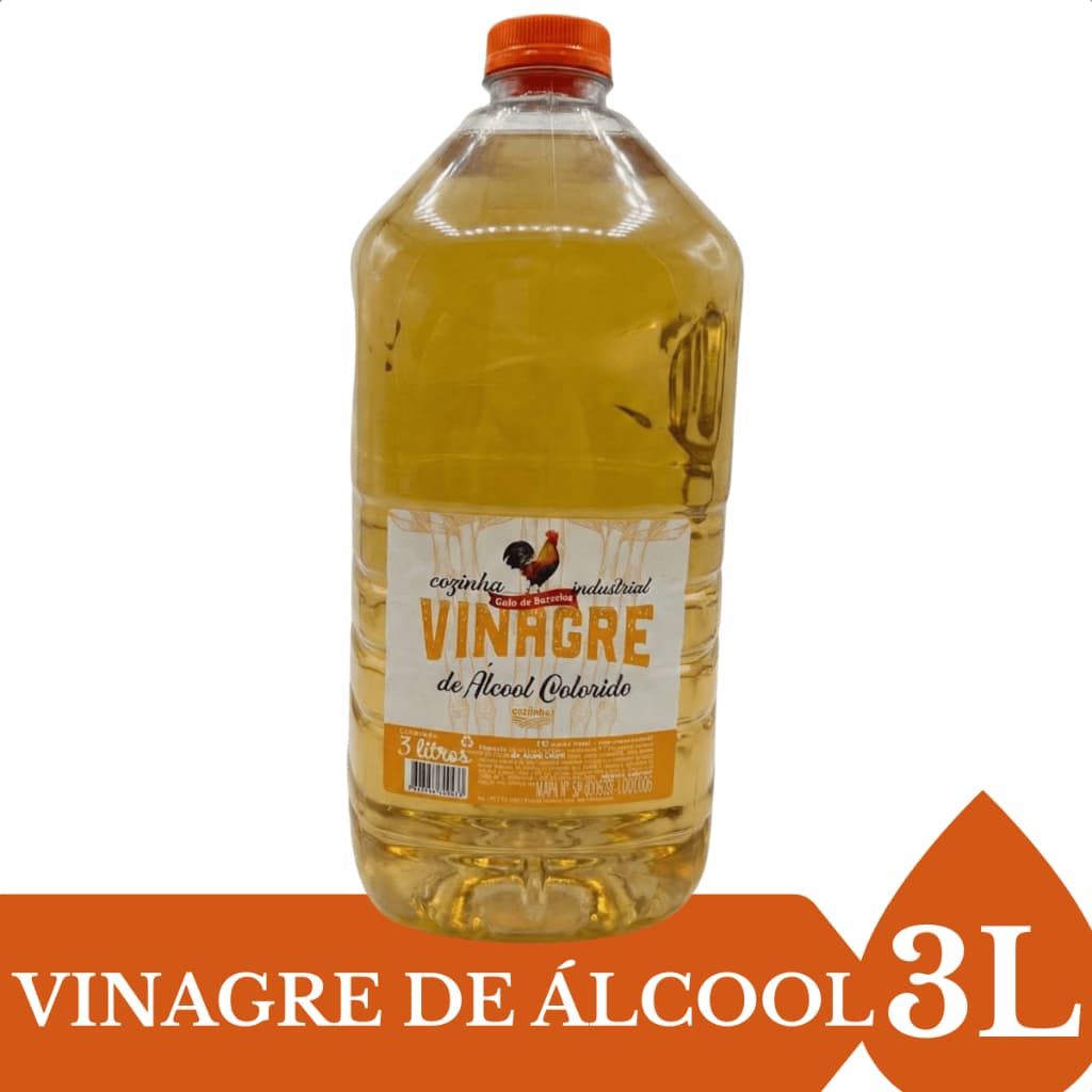 Vinagre de Álcool Colorido Galo de Barcelos 3L Galão Ideal Limpeza e Culinária Doméstica