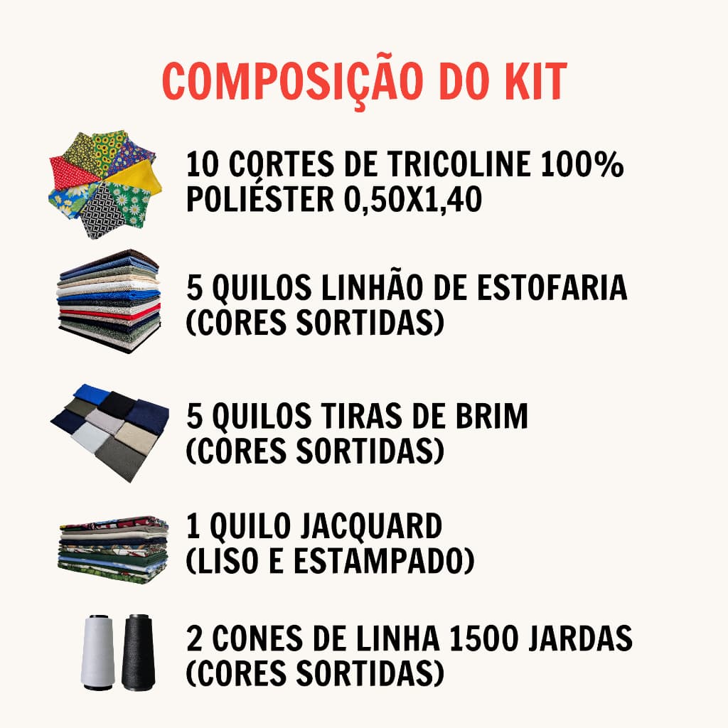 Caixa de Retalhos BIG– Tricoline + Linhão + Brim + Jacquard + Linhas - COSTURA CRIATIVA ARTESANATO PATCHWORK