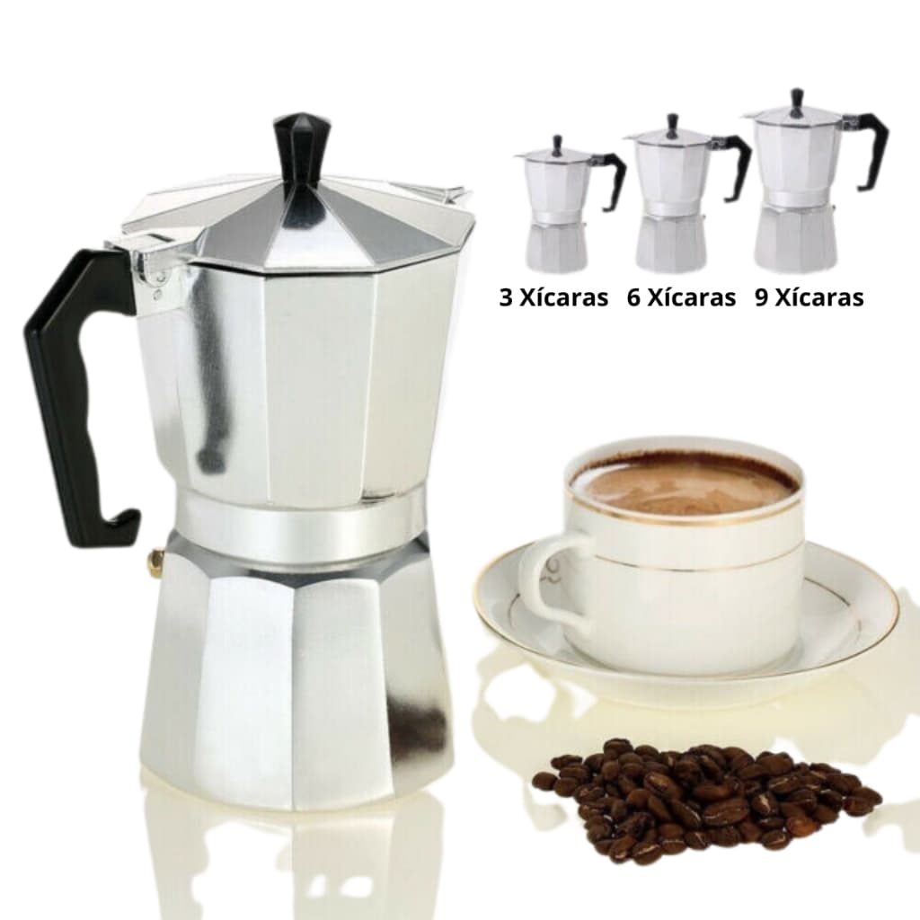 Cafeteira Italiana de Alumínio Café Expresso 3, 6, 9 Xícaras Cafeteira Italiana Moka Express