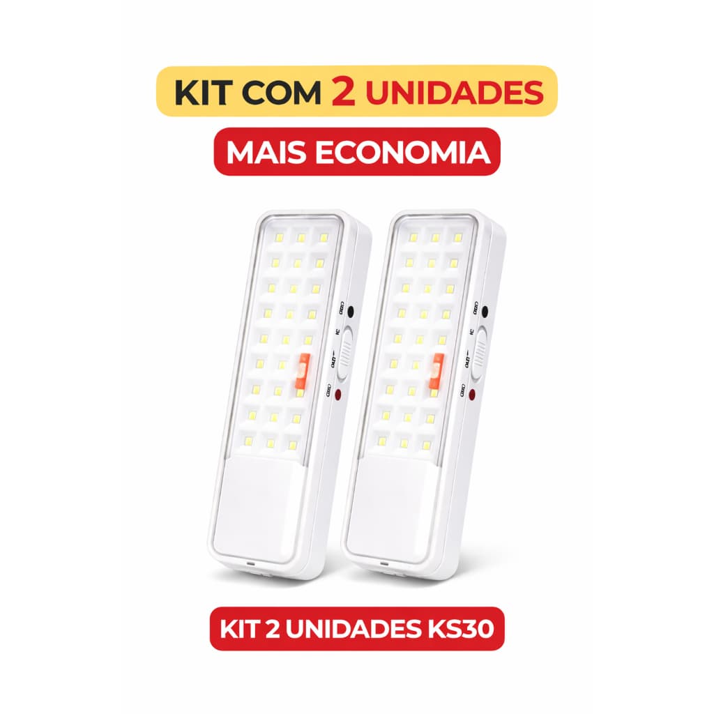 Luminária Portátil LED 30 LEDs Recarregável Bivolt 6500K Emergência Camping KS30