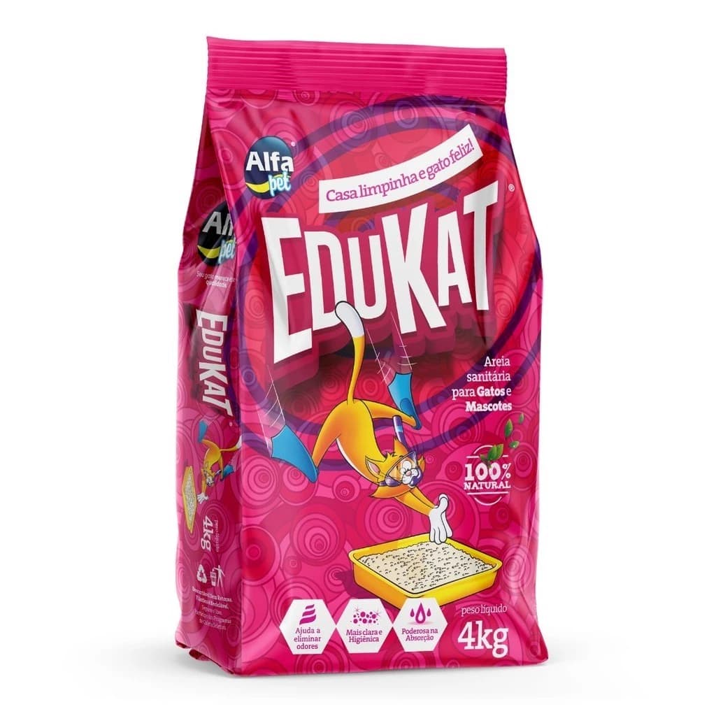 Areia De Gato Higiênica Sanitária Edukat 4kg Para Gatos