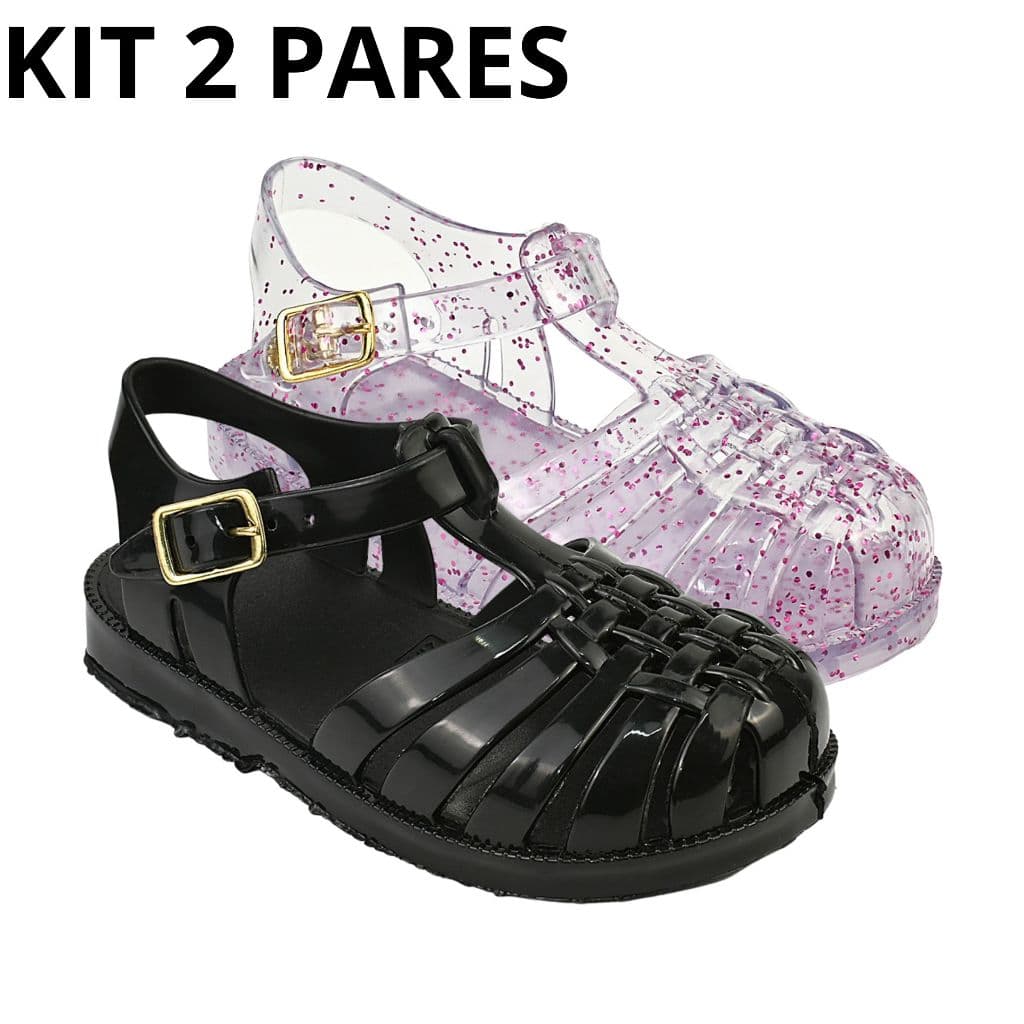 Kit 2 Pares De Melissa Sandália Infantil Feminina Promoção Confortável Menina Criança