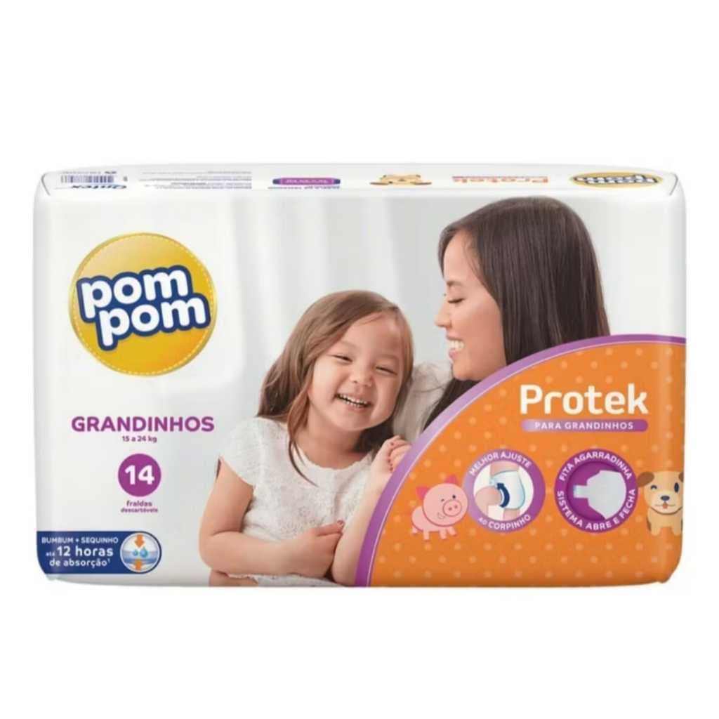 FRALDA POMPOM GRANDINHOS XXXG INFANTIL (FRALDA GRANDE) 14 UNIDADES CRIANÇA GORDINHAS