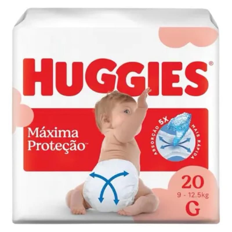 FRALDA HUGGIES MÁXIMA PROTEÇÃO G 20 UNIDADES