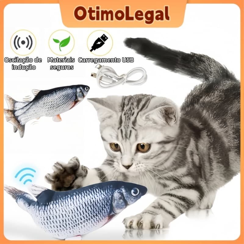 Brinquedo Interativo Peixe Elétrico para Gatos e Pets - Recarregável via USB e Muito Divertido
