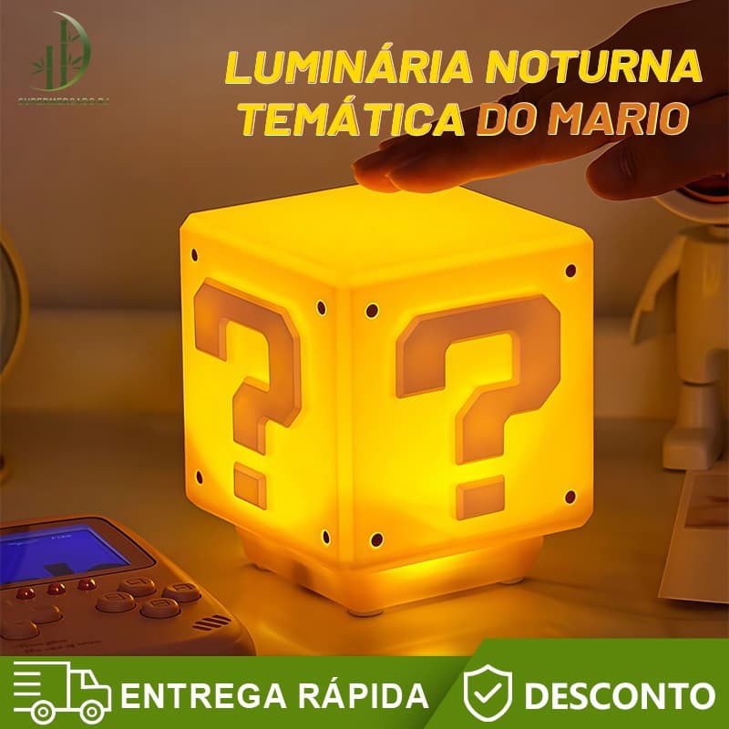Luminária LED Cubo Bloco De Super Mario Ponto Tijolo Luz Noturna Carregamento USB Lâmpada Mesa Decorativa