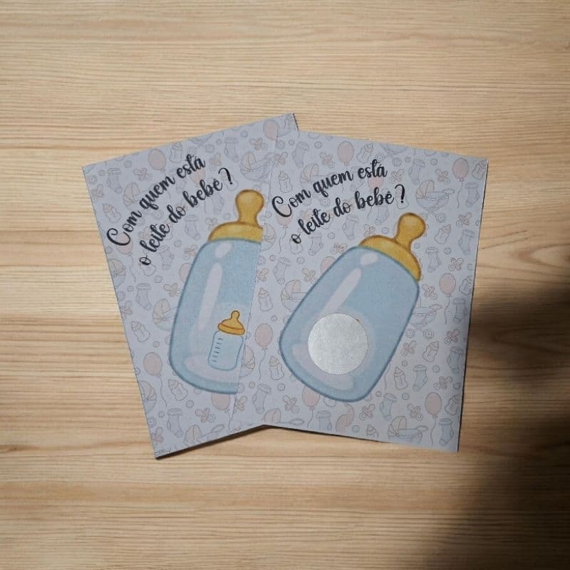Raspadinha 'onde está a mamadeira do bebê' Chá de bebê/Chá revelação/Chá de fraldas