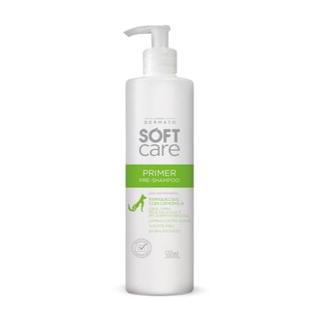 Shampoo Primer 500 ml Soft Care Pré-shampoo dermatológico para cães e gatos