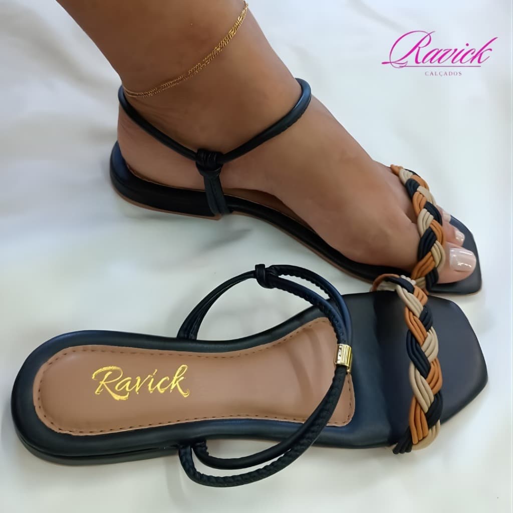 sandália rasteirinha com trança super confortavel {Ravick calçados}