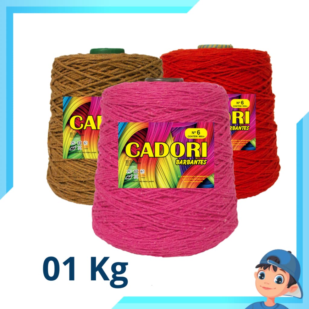 Barbante Cadori Nº 06 01 Kg. Perfeito para Crochê e Tricô Artesanal - Cores Vibrantes