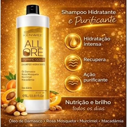 Shampoo Hidratante All Ore Purific Gold Profissional Kenwee 1 Litro