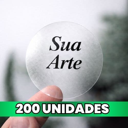 Etiqueta Adesiva Personalizada Logo Transparente 3,4,5cm (3 tamanhos) Vinil À Prova D'água Kit 200 Unidades