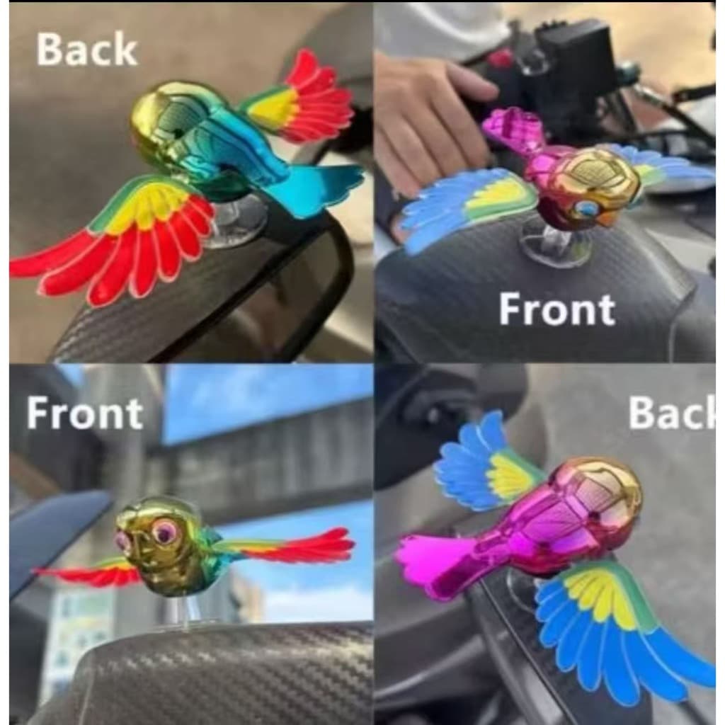 Acessório Passarinho Que Bate Asas Para Retrovisor Carro e Moto - Decoração Criativa