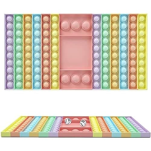 Jogo De Tabuleiro Grande Pop It Para Fidget Toy Dupla Jogador Brinquedo Para Familia c/ 2 dados