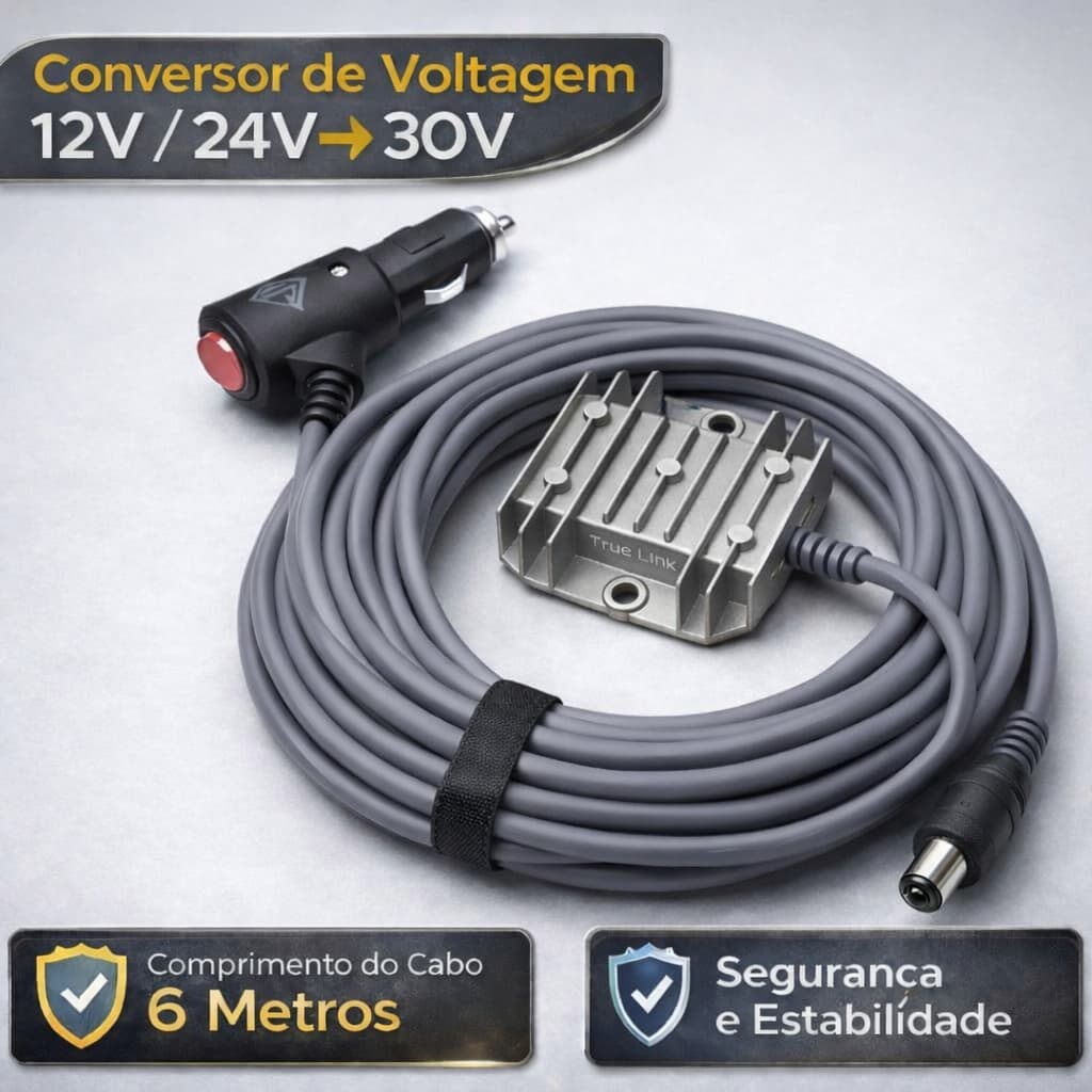 Conversor Dc com Botão P/ Starlink Mini 12/24v 30v 3 Em 1 Veicular 6 metros
