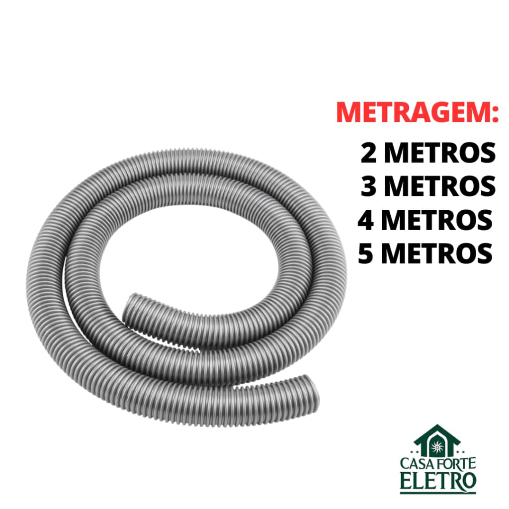 Mangueira Aspirador 2,3,4,5m 32mm Cinza Compatível Wap Electrolux Arno Lavorwash