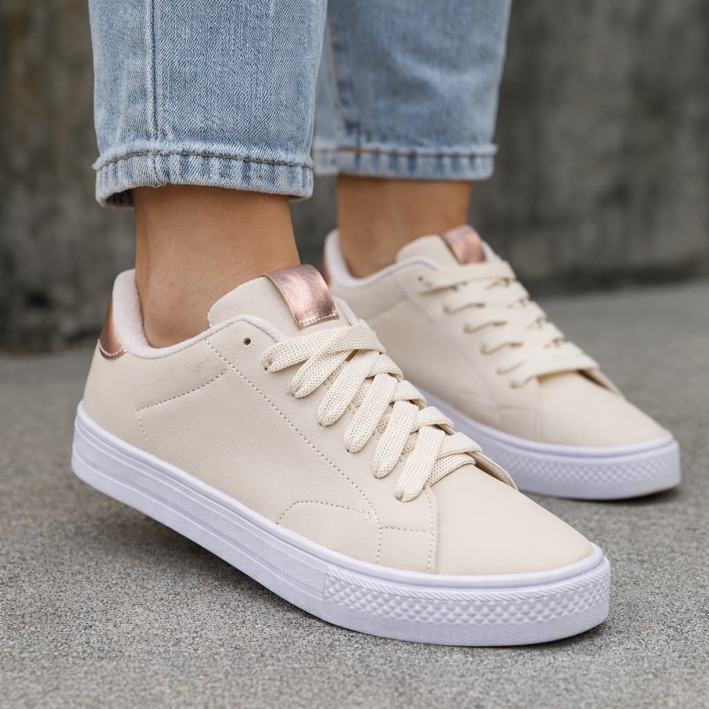 Tênis Feminino Casual Moda Macio Calçado Confortável Retrô Sola Reta Academia