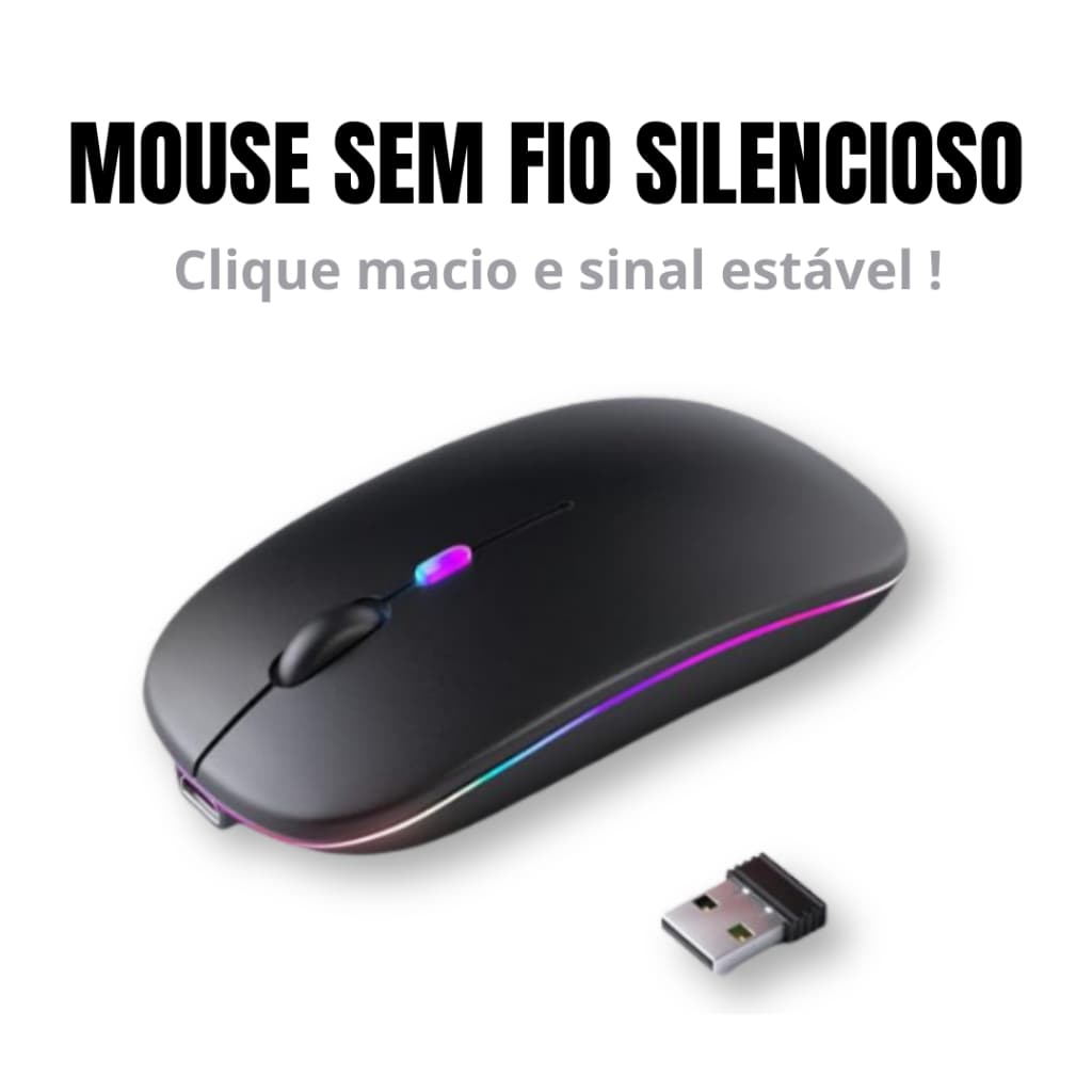 Mouse RGB (sem fio - bluetooth) conexão wireless (recarregavel).