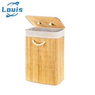 Louis Cesto De Roupa Suja Bambu Dobravel Organizador Forrado Banheiro 72L e 60L Grande Cesto