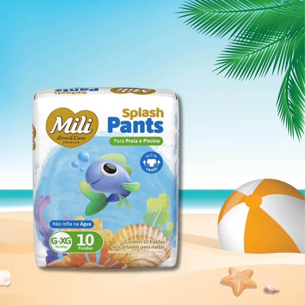 Fralda Mili Splash Praia E Piscina - G/xg - Com 10 Fraldas Gênero Sem Gênero