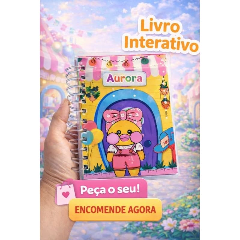 Mini Livro Paper Duck Livro Interativo Yellow Duck (PODE PERSONALIZAR)