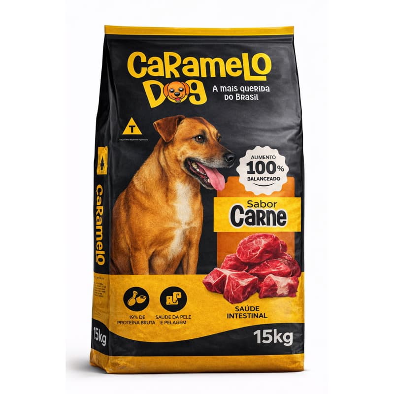 Caramelo Dog 15kg – Nutrição Completa com Ômega 3 e 6