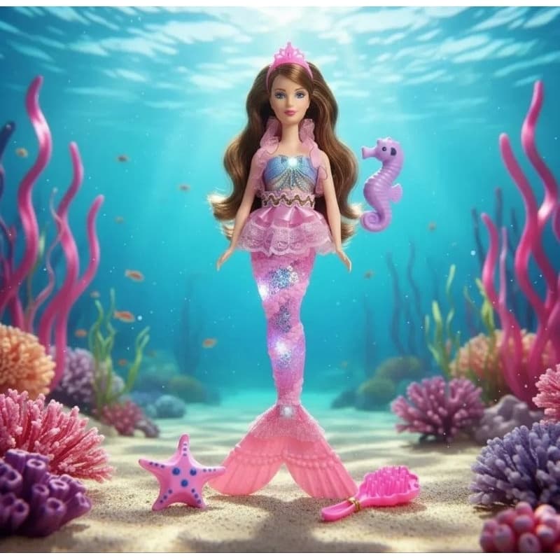 Boneca Sereia Articulada Com Som e Música Fala e Canta Luz Led Brinquedo dia das Crianças Menina