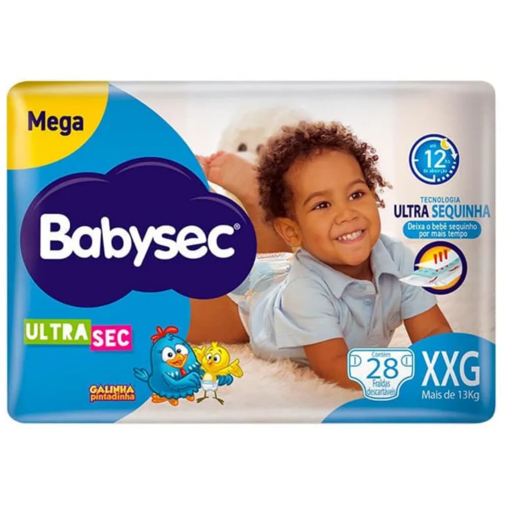Babysec Ultrasec Fralda  Descartável  Galinha Pintadinha XXG 28 Fraldas