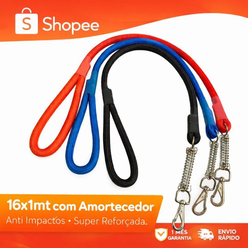 Guia16x1mt  Amortecedor pet, guia corda reforçada, guia anti puxão,  cachorro, guia mola pet.
