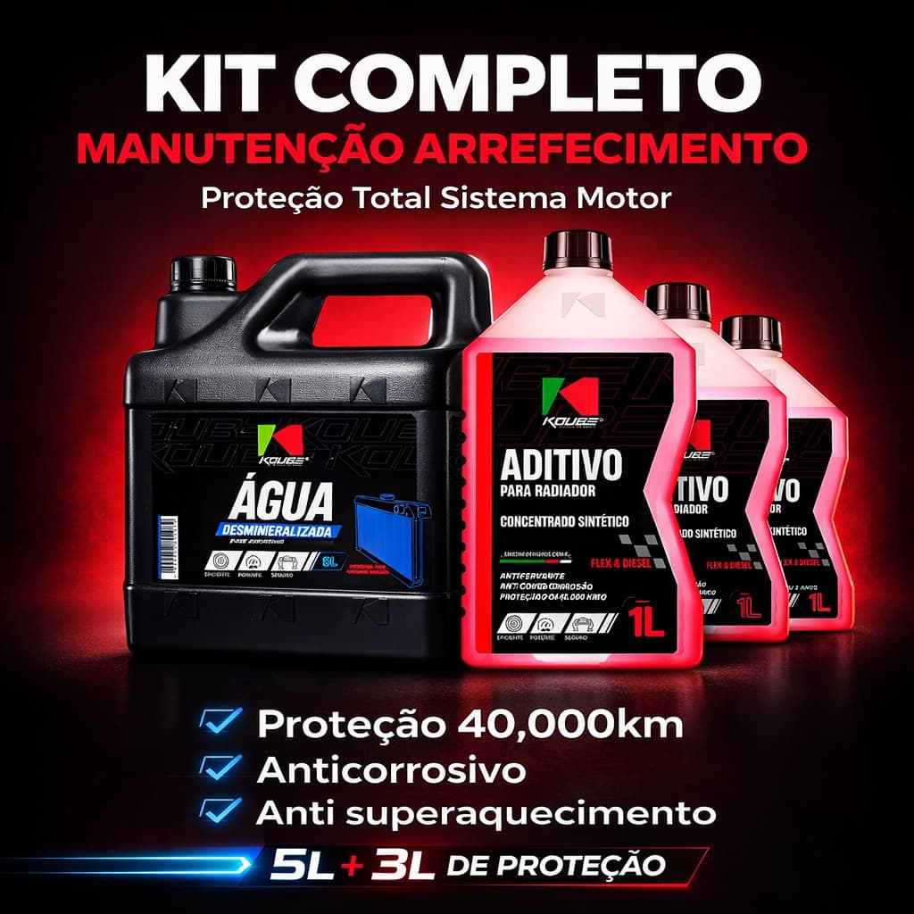 Manutenção sistema arrefecimento Limpeza radiador carro Completar reservatório kit 3 Aditivos sintético + 1 uni água des