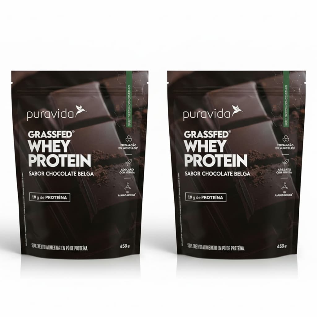Whey Protein Grassfed Chocolate Belga 2 X 450g Puravida