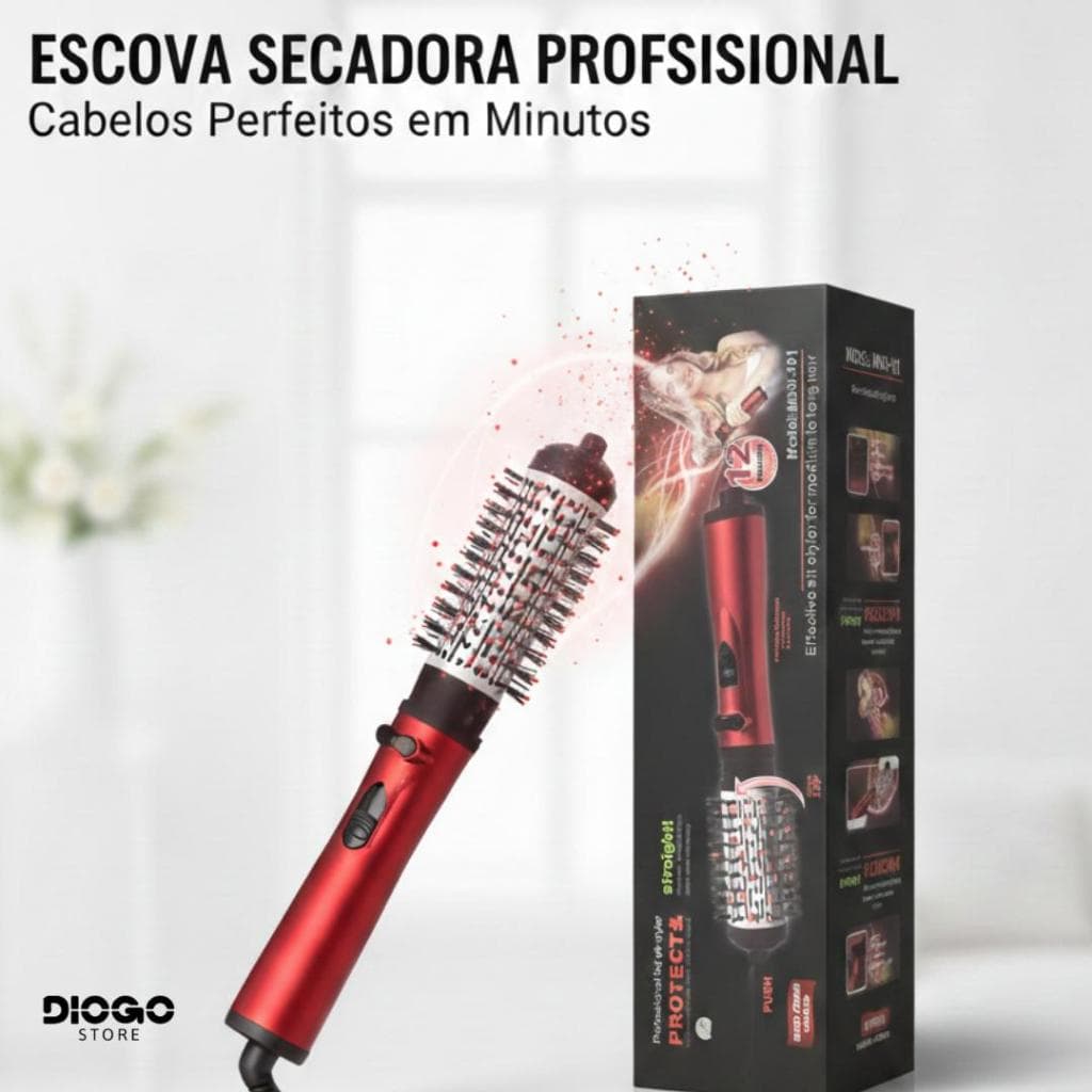 Escova Secadora Rotativa  MXN-101 Protect & Straight Seca Alisa Modela 360° Cabelos Médios e Longos 127V