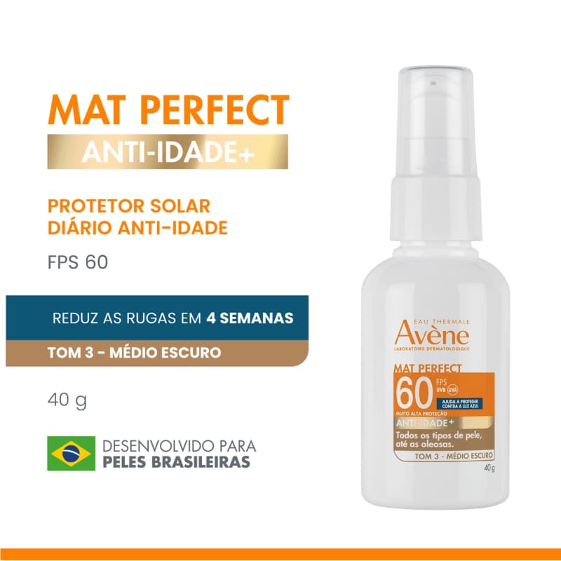 Avène Mat Perfect FPS60 Anti-Idade Tom3 Médio Escuro