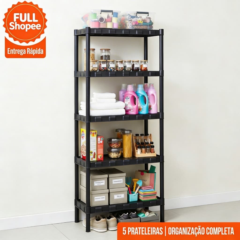 Estante com Prateleira Organizadora de Plástico Modular Multiuso para Cozinha Quarto Livros