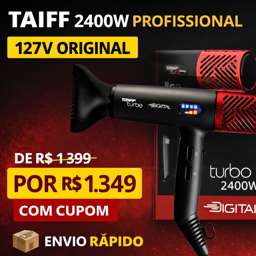 Secador de Cabelo Taiff Turbo Digital 2400W Profissional 127V Original Salão