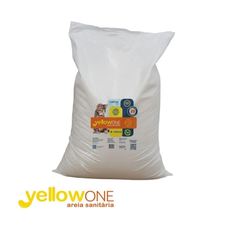 Areia Sanitária para Gatos Yellow One 20kg | Natural Milho e Mandioca | Grãos Finos | Alta Absorção