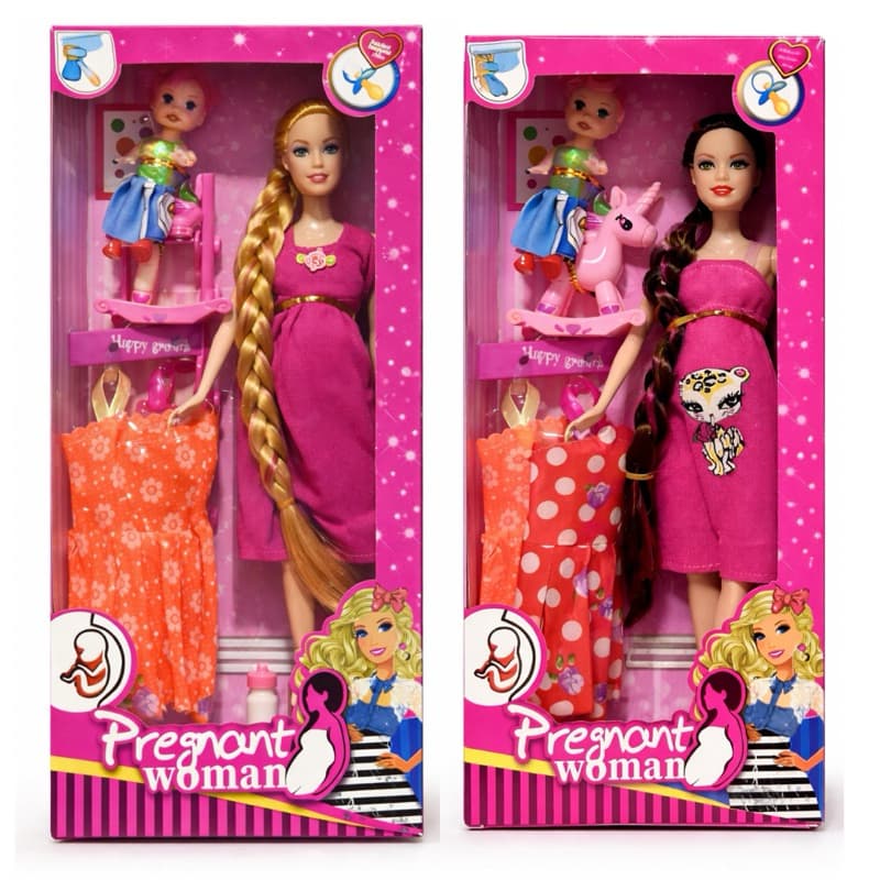 Brinquedo Boneca Grávida com Roupinhas/Bebe/ Carrinho ou Gangorra Acessórios Presente brinquedo Realista