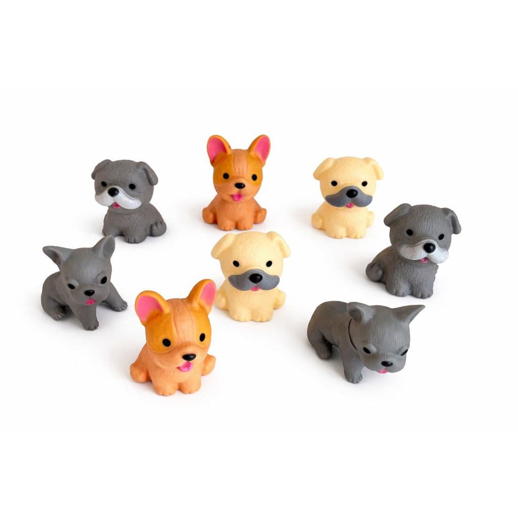 Kit 8 Cachorrinhos Miniaturas Divertidas e Macias C/ Apito 8 Pçs Brinquedo Bebê Brinquedo Infantil Cachorros de Borracha