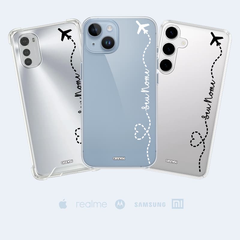 Capinha Celular Viagem Manuscrito Personalizada com seu Nome Guarde Suas Memórias com Estilo