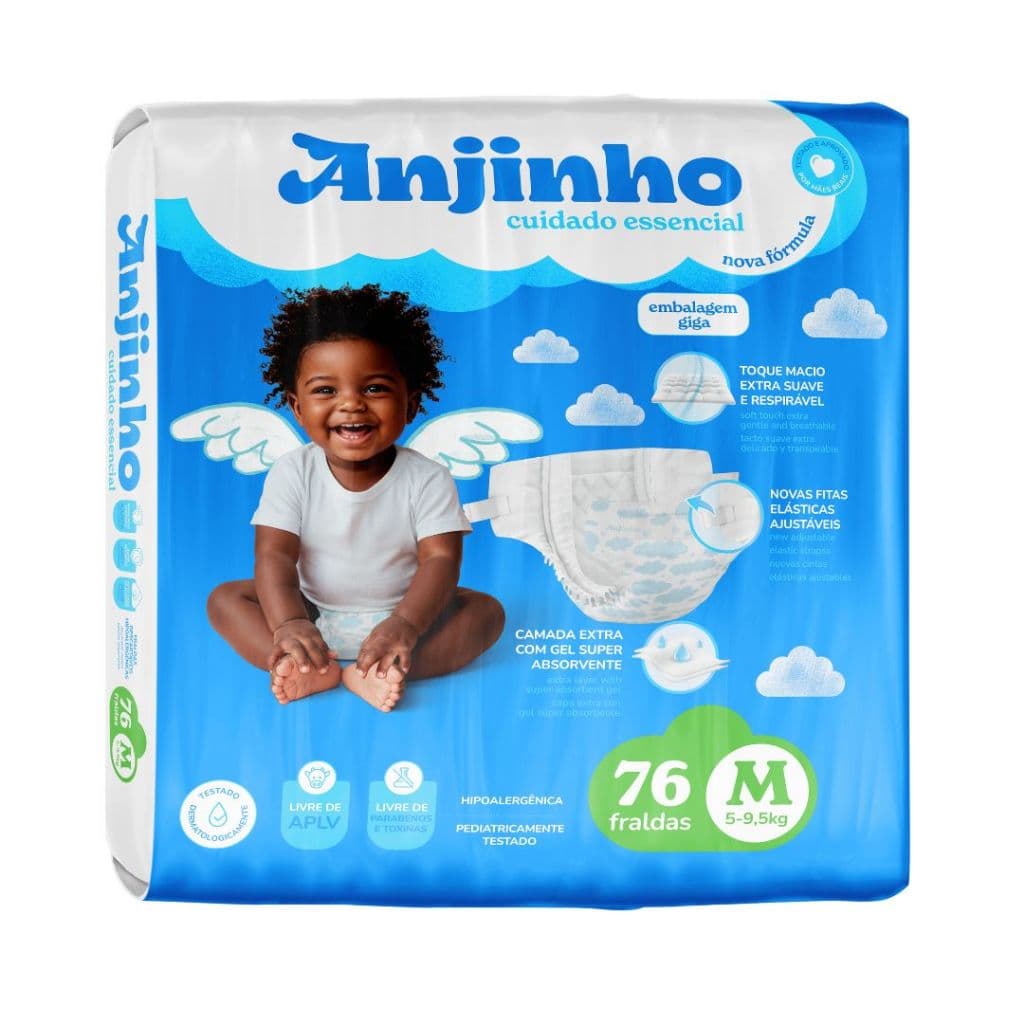 Fralda Anjinho Giga | Cuidado Essencial | Hipoalergênica | Gel Super Absorvente | Entrega Rápida