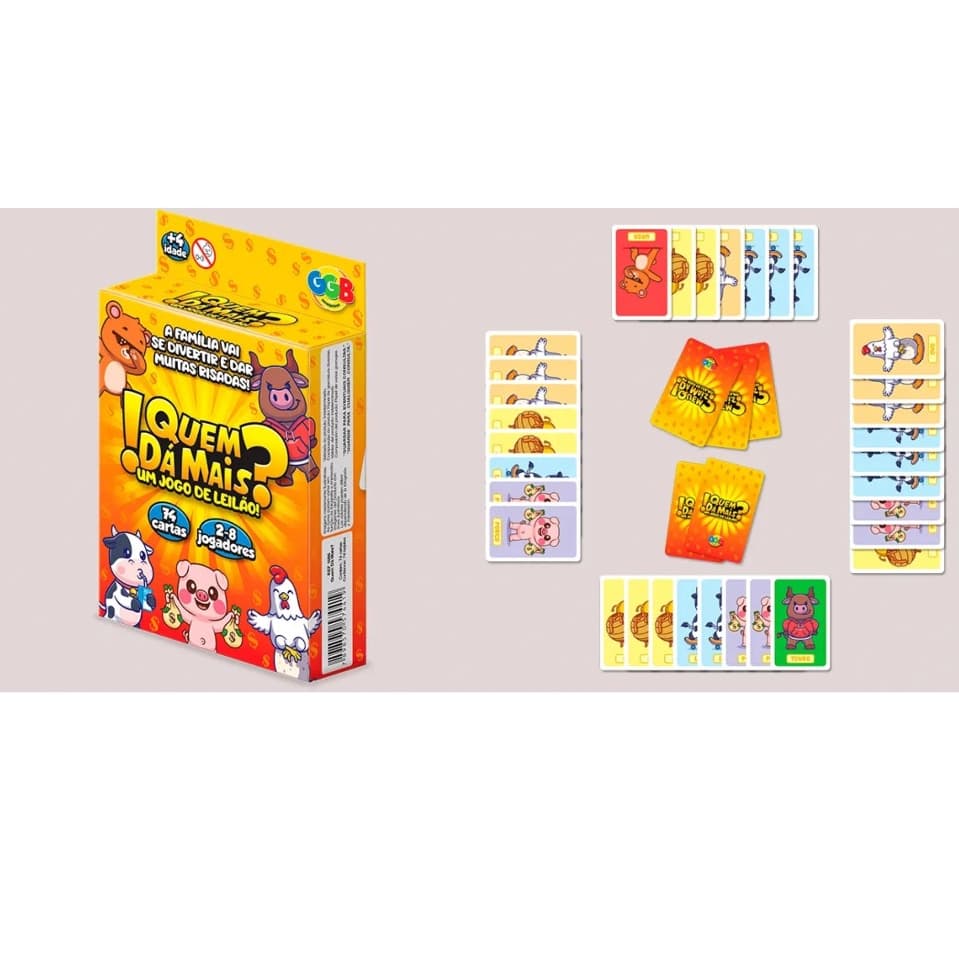 Jogo Quem Dá Mais 74 Cartas Infantil Educativo Jogo de Mesa Família Estratégia Diversão Rápida